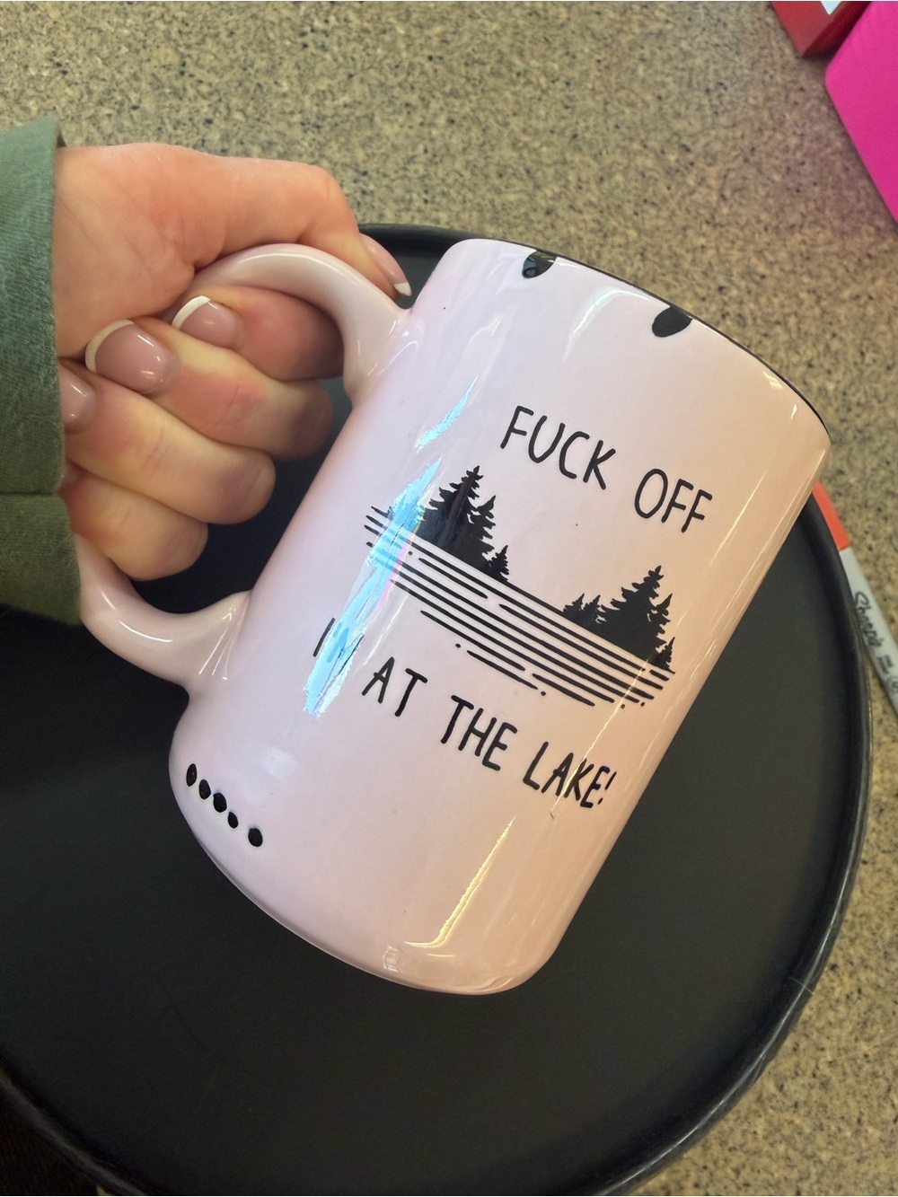 Pink Lake Graphic Ceramic Mug - Bold Statement Drinkware